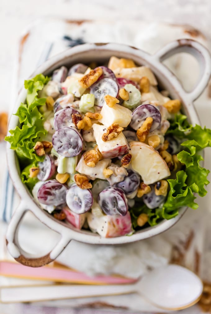 overhead photo of poppyseed waldorf salad