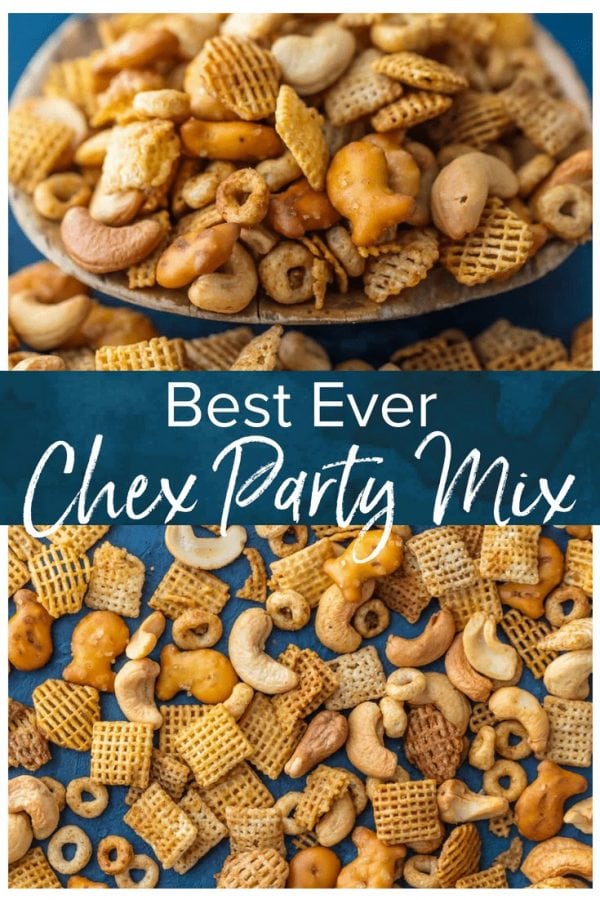 BEST EVER CHEX PARTY MIX is the ultimate holiday appetizer! Our family has this PERFECT cereal party mix in bulk every Christmas. SO ADDICTING!