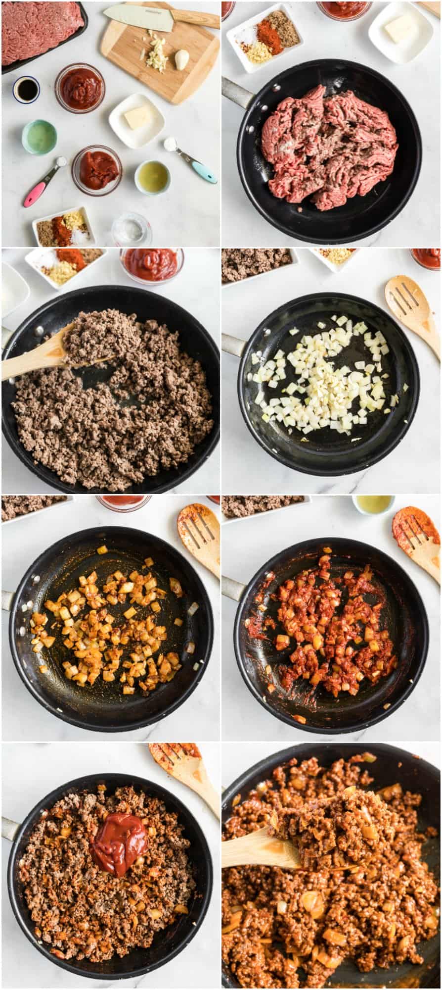 step by step photos of how to make homemade sloppy joes