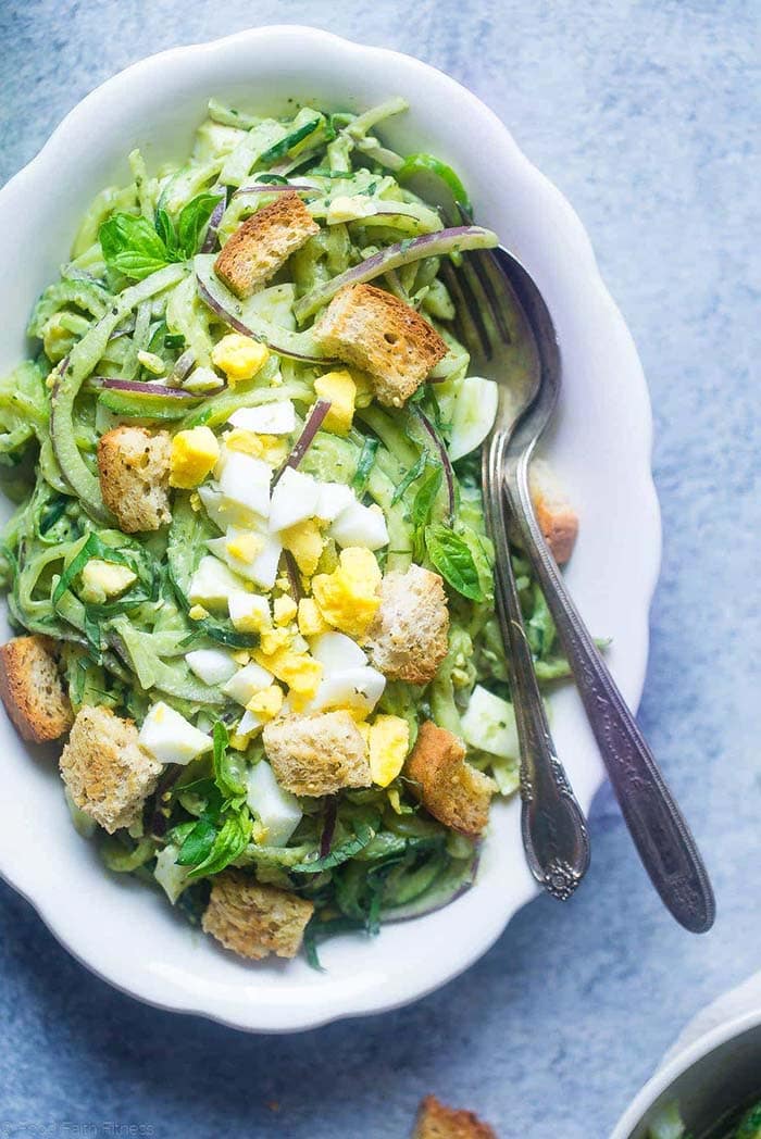 Avocado Pesto Healthy Pasta Salad | Food Faith Fitness