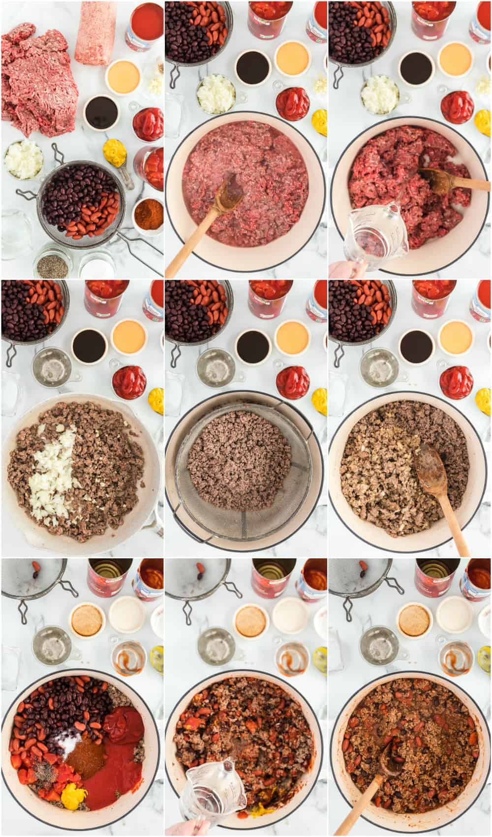 step by step process shots of how to make chili