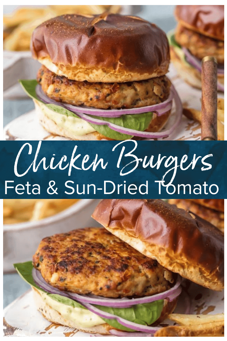 Chicken Burger Recipe with Feta & SunDried Tomato The Cookie Rookie