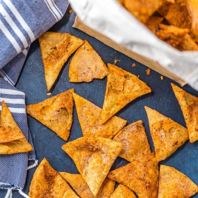 homemade cool ranch doritos on table