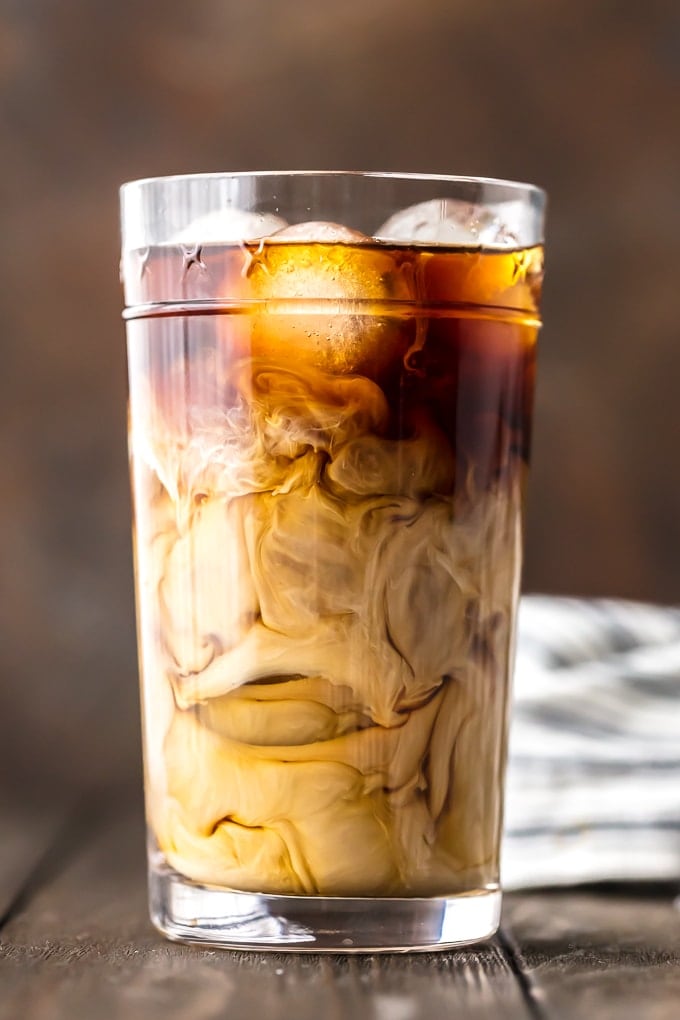 iced coffee with cream in a glass