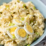 Instant Pot Potato Salad with Dill Pickles is an awesome side dish for Easter, Summer, and anytime in between. Potato Salad is a must make for Summer BBQs and this Dill Pickle Potato Salad is our favorite recipe. Creamy, easy, and so quick in a pressure cooker. If you wondered how to make potato salad in an Instant Pot, today is your lucky day!