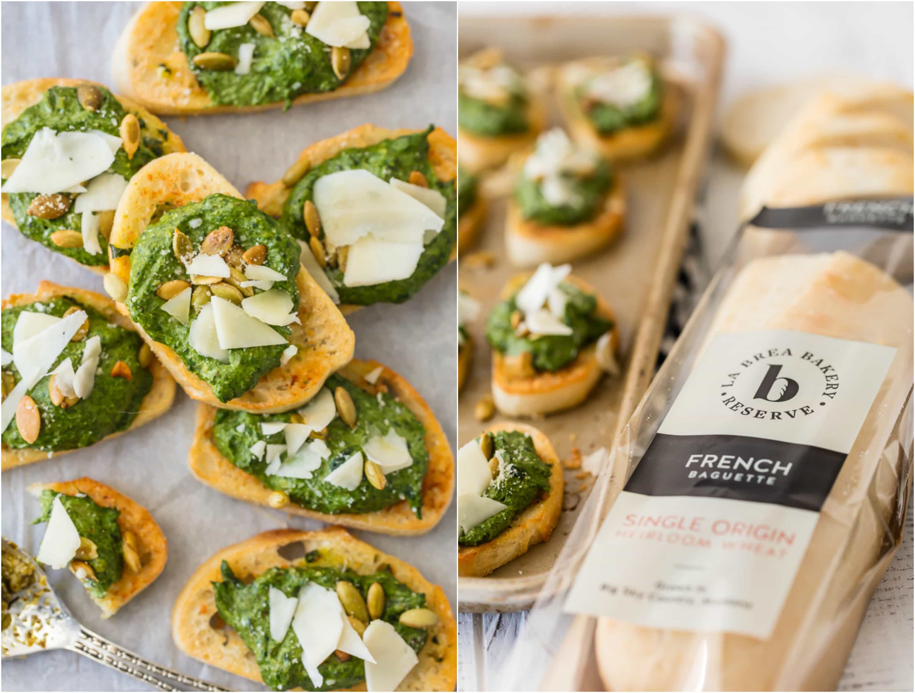 This Parmesan Spinach Dip Crostini is such a classy and unique appetizer to serve at your next party. Spinach Dip is loved by all, and now you don't need the chips to enjoy! Warm Parmesan Spinach Dip piled onto toasty French Bread is the ultimate in bruschetta recipes. This is one of our favorite game day or holiday recipes to make in a pinch.