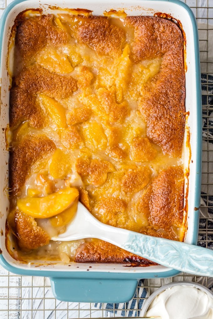 Easy Peach Cobbler Recipe (Made with Canned Peaches) {VIDEO}