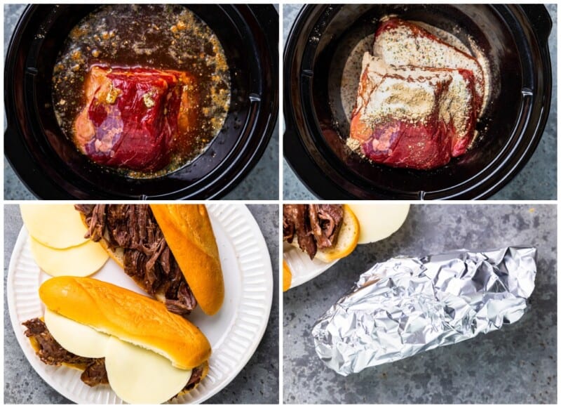 step by step photos for how to make crockpot french dip.
