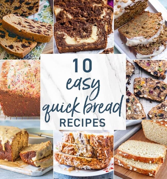 Today we're talking about quick breads! No yeast, no kneading, no proofing. These 10 easy quick breads take minutes to whip together. Pop them in the oven and before you know, you'll be enjoying banana bread, carrot zucchini bread, or even birthday cake bread!