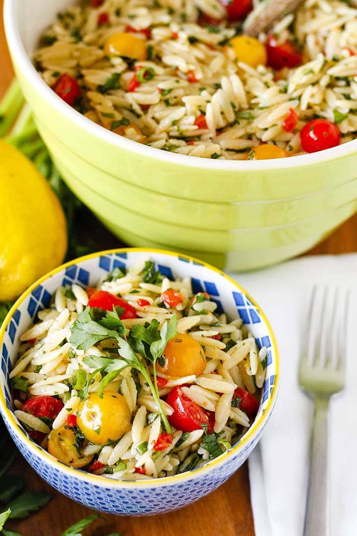 Lemony Basil Orzo Salad | Unsophisticook