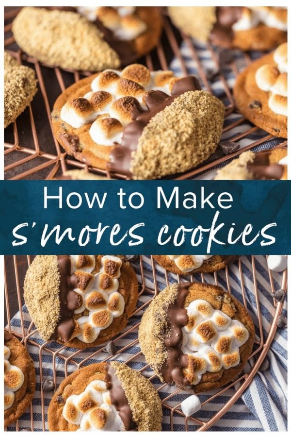 S'mores Cookies are one of the BEST Easy Cookie Recipes I have ever made (or tried!). These Easy Smores Cookies are a favorite at our house for Christmas or any time of year. It can be our little secret that they're made with pre-made refrigerated chocolate chip cookie dough, dipped in milk chocolate, then graham cracker crumbs. Everything you love about S'mores in cookie form. DIVINE! Easy S'more Cookies for the win!