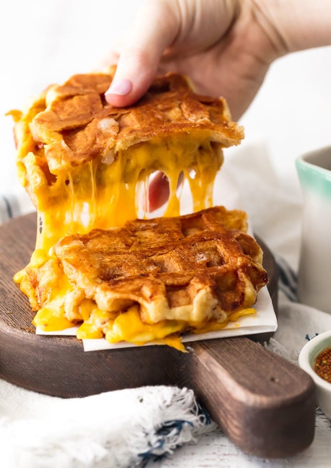 Waffle Iron Grilled Cheese Sandwich