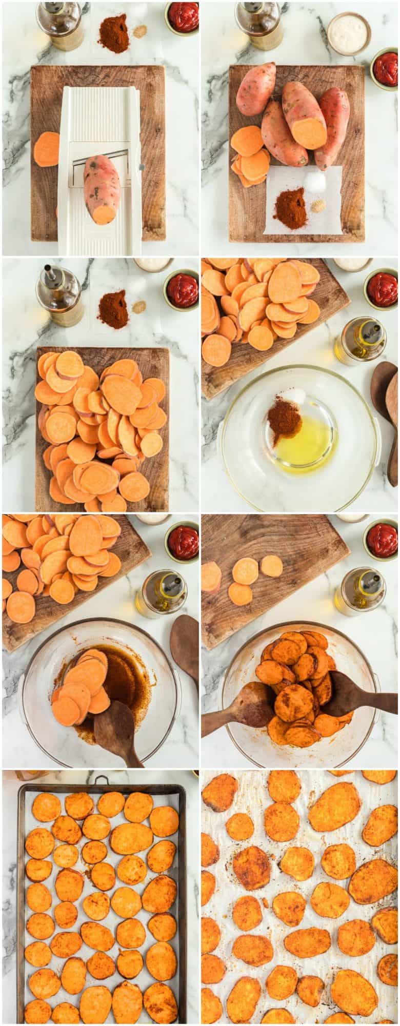 how to make baked sweet potato chips process shots