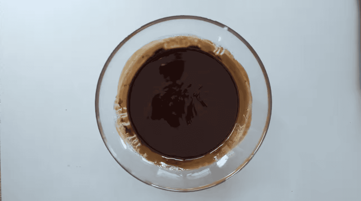 melted chocolate in a glass bowl.