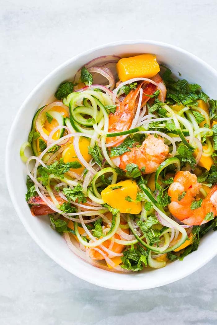 Cucumber Noodle Prawn and Mango Salad | My Food Story