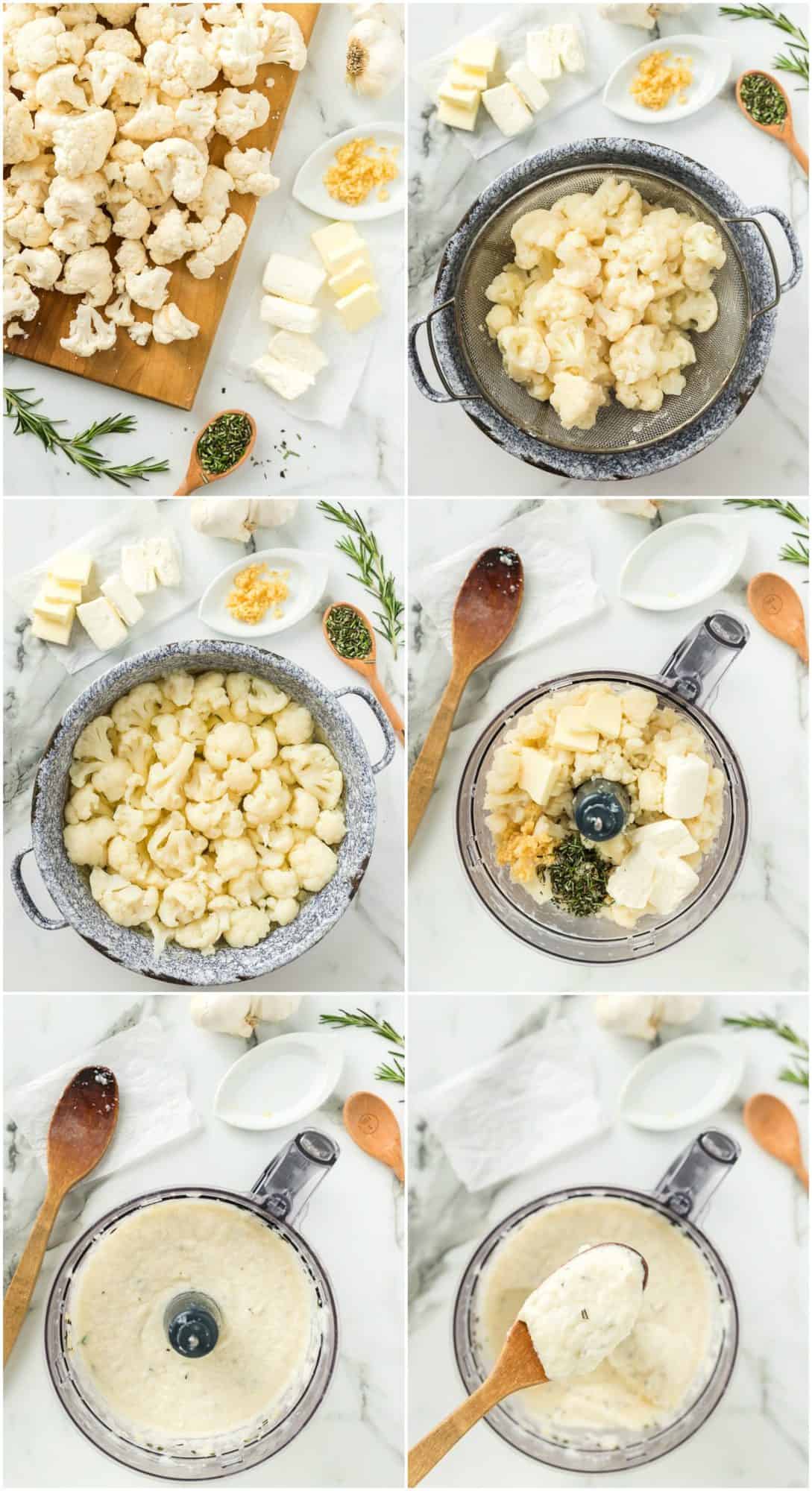step by step photos for how to make mashed cauliflower.