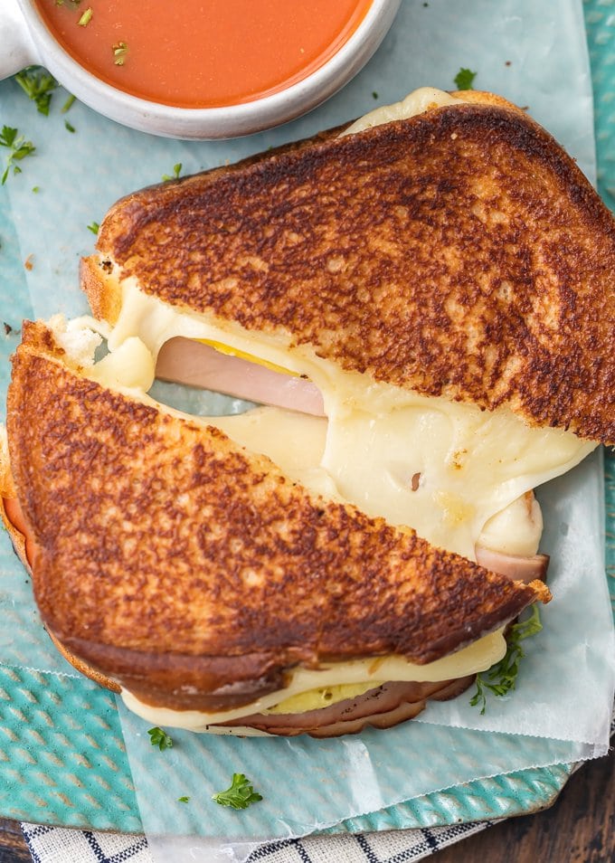 cheese pull of sandwich