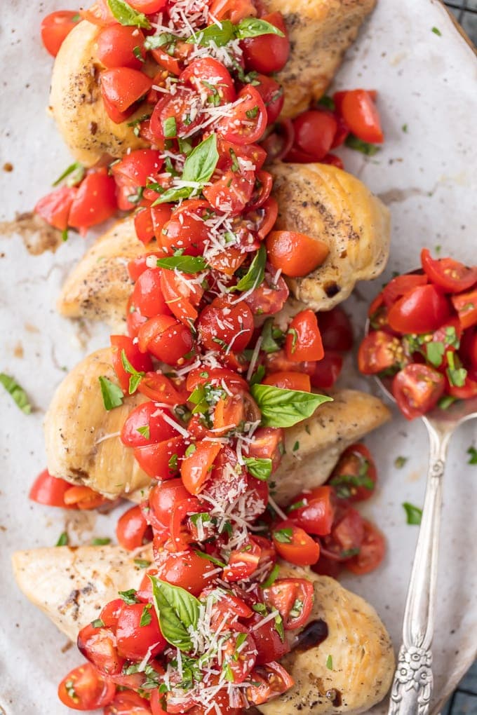 bruschetta chicken on a plate