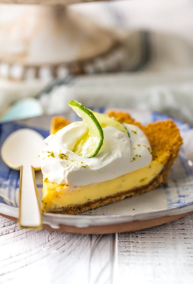 Close up view of key lime pie