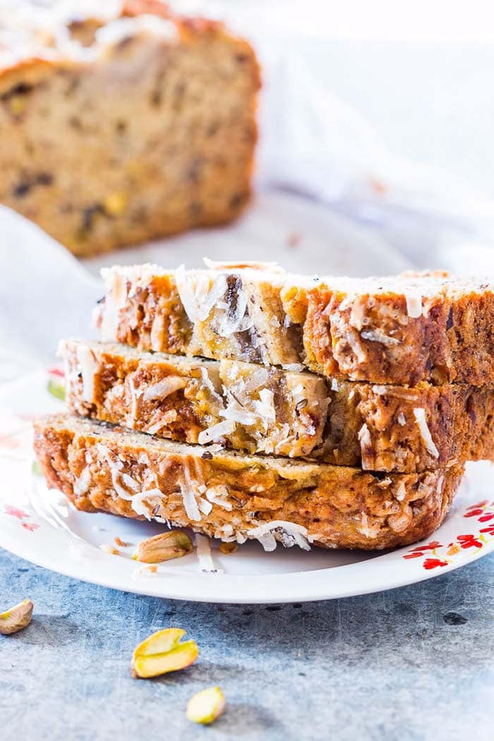 Quick Coconut Pistachio Banana Bread | My Food Story