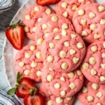 Strawberry Cookies are my favorite Strawberry Cake Mix Cookies! These White Chocolate Strawberry Cake Mix Cookies are so fun and delicious, and so super easy! Fun, festive, and SUPER SIMPLE! Strawberry Cookies with White Chocolate Chips are the perfect Pink Cookies for Valentine's Day, Easter, baby and wedding showers, and beyond! This Cake Mix Cookies Recipe will blow your mind.