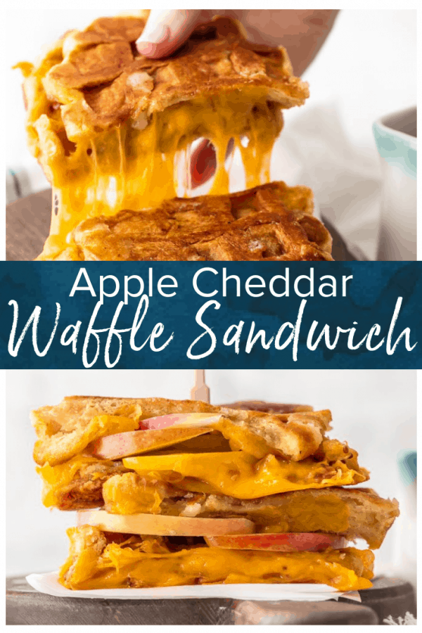 Waffle Sandwich? Yes! This fun and easy Apple Cheddar Waffle Grilled Cheese recipe is so delicious and only has 5 ingredients! The simple flavors of the maple dijon sauce blend perfectly with the creamy cheddar, crisp apples, and sweet waffles. #thecookierookie #waffles #grilledcheese #sandwiches