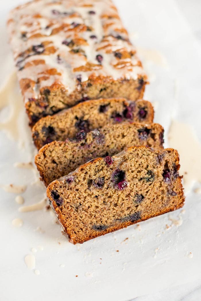 Wild Blueberry Banana Bread with Lemon Glaze | Wholefully