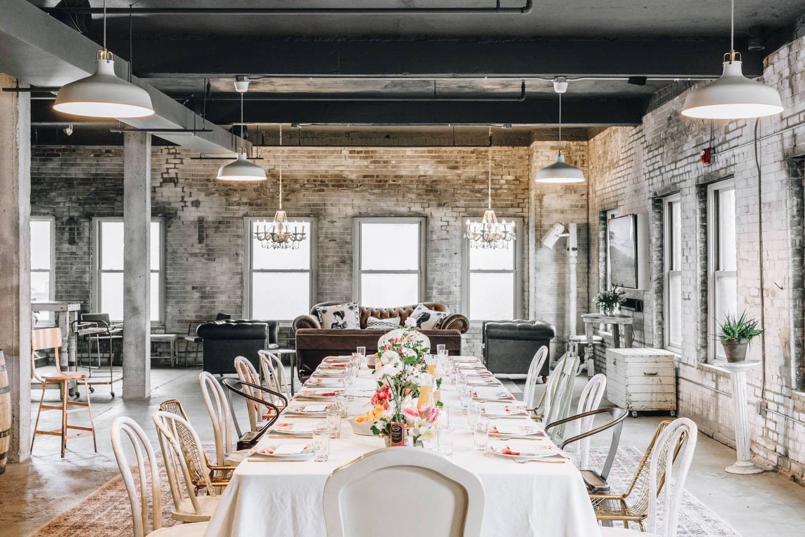 photo of a large table in a rustic room