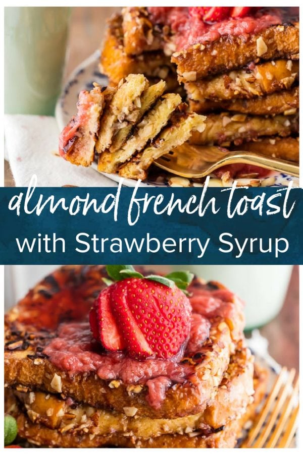 This FRENCH TOAST WITH ALMOND MILK is a great Dairy-Free French Toast recipe for those with lactose intolerance (or anyone who just prefers the flavor of almond milk). We love starting our mornings with this Crunchy Almond French Toast, and we added a delicious Homemade Strawberry Syrup! Fresh almonds along with the almond milk really adds to the overall flavor. It's unique, bursting with flavor, easy, and made with love.