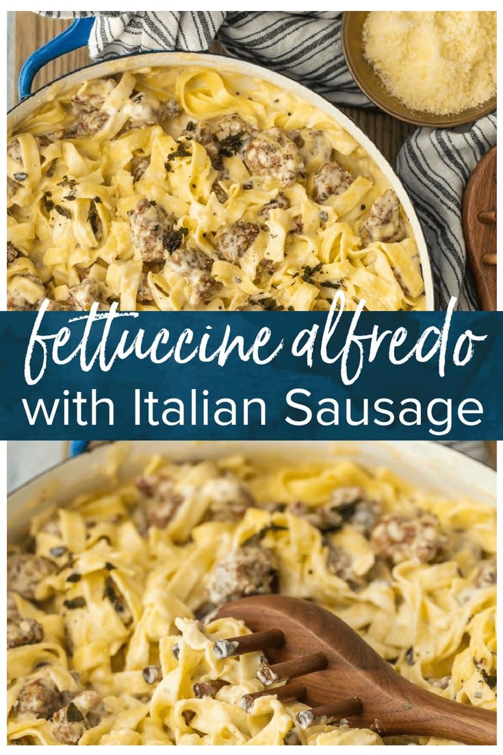 Sausage Alfredo - Italian Sausage Pasta Recipe - Fettuccine Alfredo