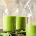 green smoothies in glasses