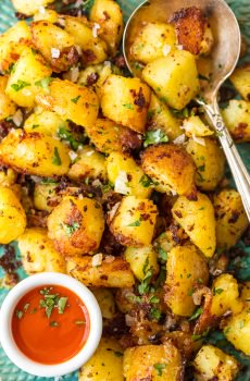 This HOME FRIES RECIPE is the perfect side dish for any meal, whether it's breakfast, lunch, or dinner. Crispy Breakfast Potatoes are a hearty way to start your day along with eggs and toast. And of course you can devour these savory Homes Fries for a little snack. These tasty potatoes go with just about everything, and they're oh so delicious!