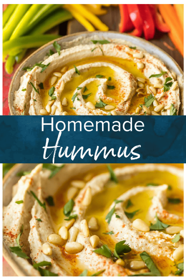 Homemade Hummus is so creamy, so flavorful, and so healthy too! This is a delicious dip you can get away with eating every single day. Learn how to make hummus with the BEST hummus recipe ever. So easy and it tastes good with just about everything!