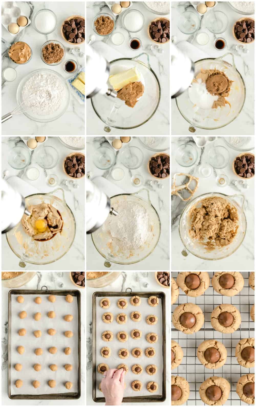 how to make peanut butter kiss cookies step by step process shots