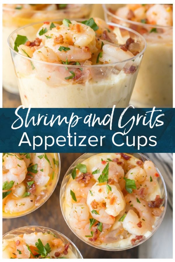 These Shrimp and Grits Appetizer Cups are so cute, delicious, EASY, and fun. I love the creamy cheese grits topped with the most flavorful Garlic Butter Shrimp. This is the best EASY Shrimp and Grits Recipe that you can make for a main course, or split into individual small cups for deceptively simple yet elevated appetizer.