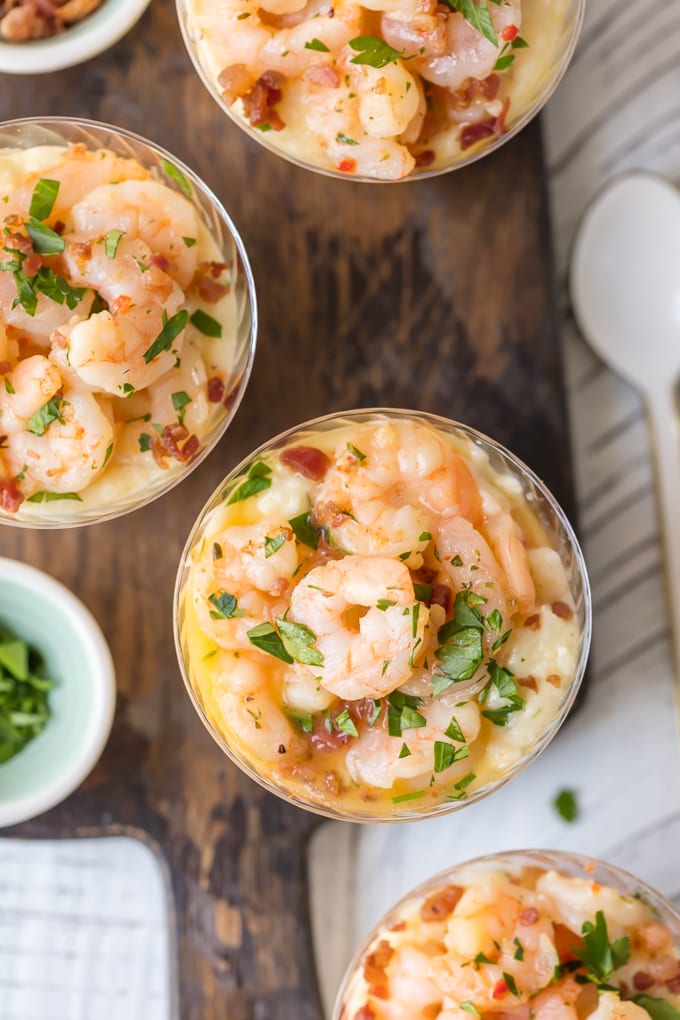 Shrimp and Grits Appetizer Cups (Garlic Butter Shrimp and Grits Recipe)