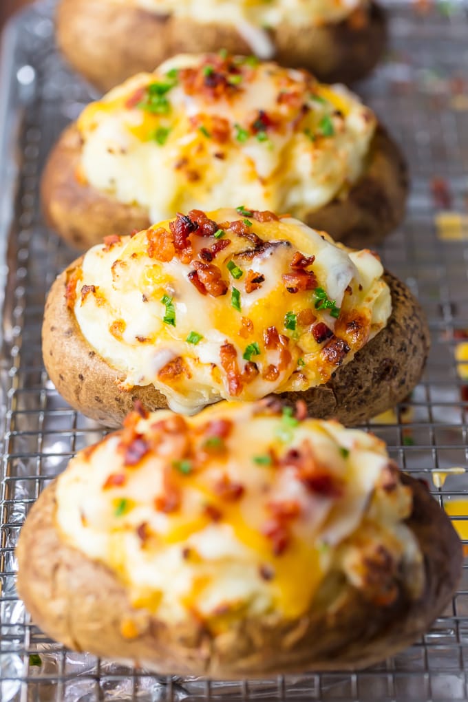 4 twice baked potatoes in a row