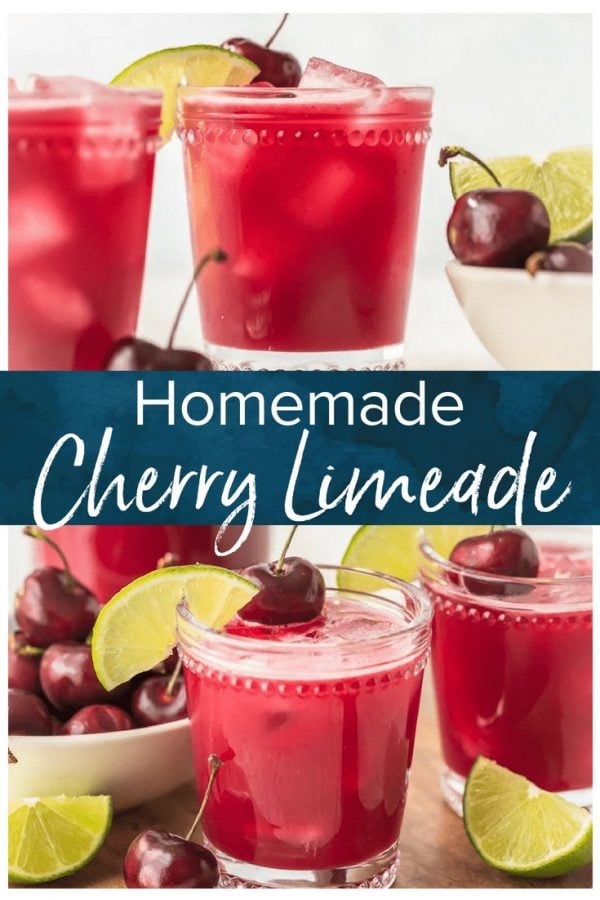 This homemade cherry limeade recipe is filled with fresh cherries & limes. One of the most refreshing summer drinks, with or without alcohol