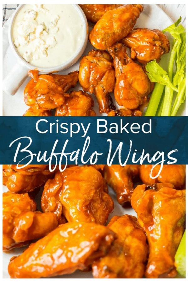 Baked Buffalo Wings are a tasty alternative to typical fried buffalo wings (and a bit healthier too!). These crispy baked chicken wings are covered in our homemade buffalo sauce for the perfect hot and spicy flavor. Baked Buffalo Chicken Wings are a real crowd pleaser and perfect for game day parties.