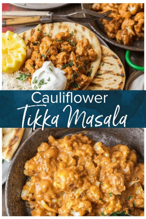 This vegetarian tikka masala recipe is made with cauliflower (Gobi Masala), served with basmati rice & naan. Roasted cauliflower mixed with tomato-based curry & plenty of spices!