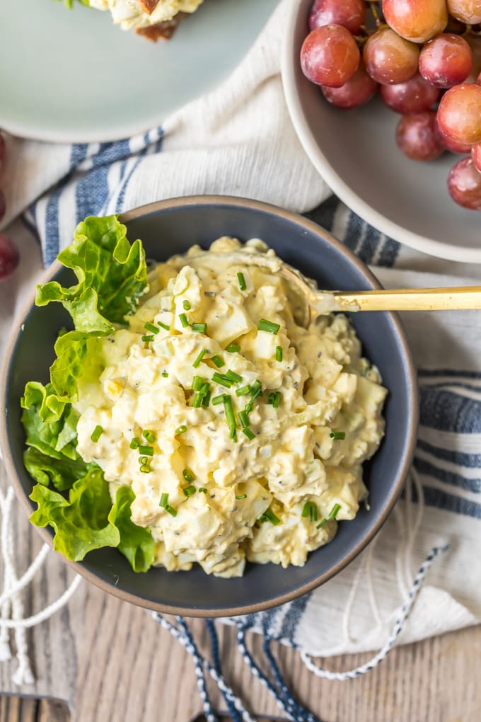 Classic egg salad in a bowl 