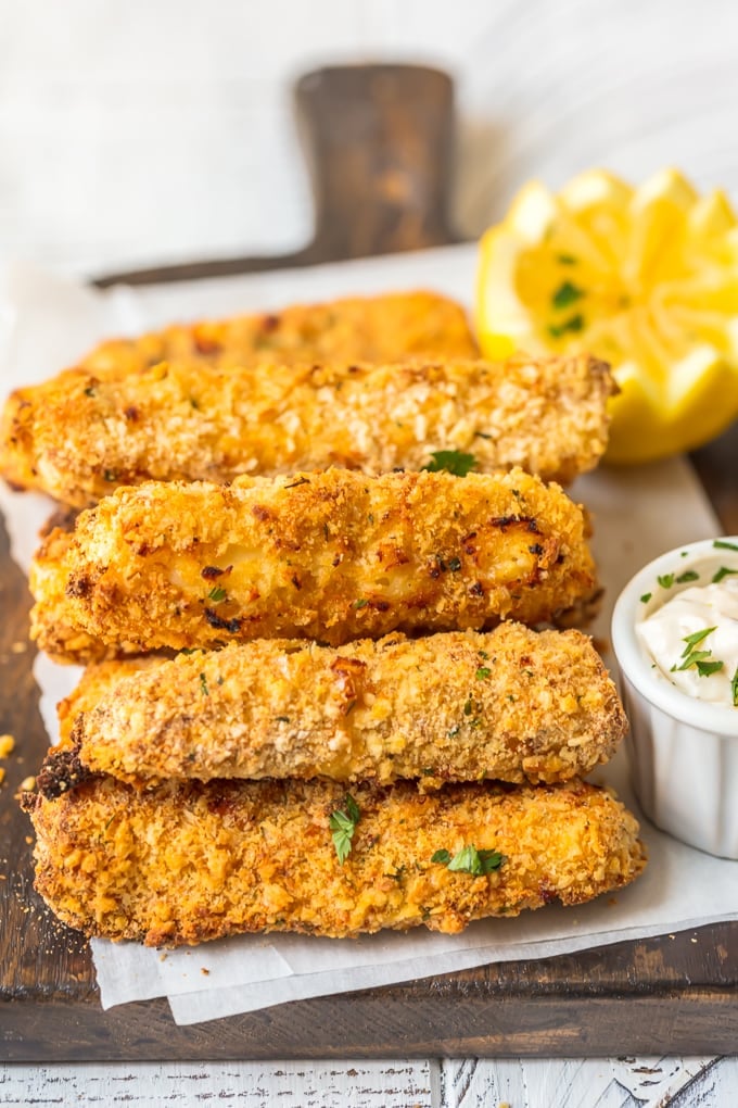 Oven-baked fish sticks