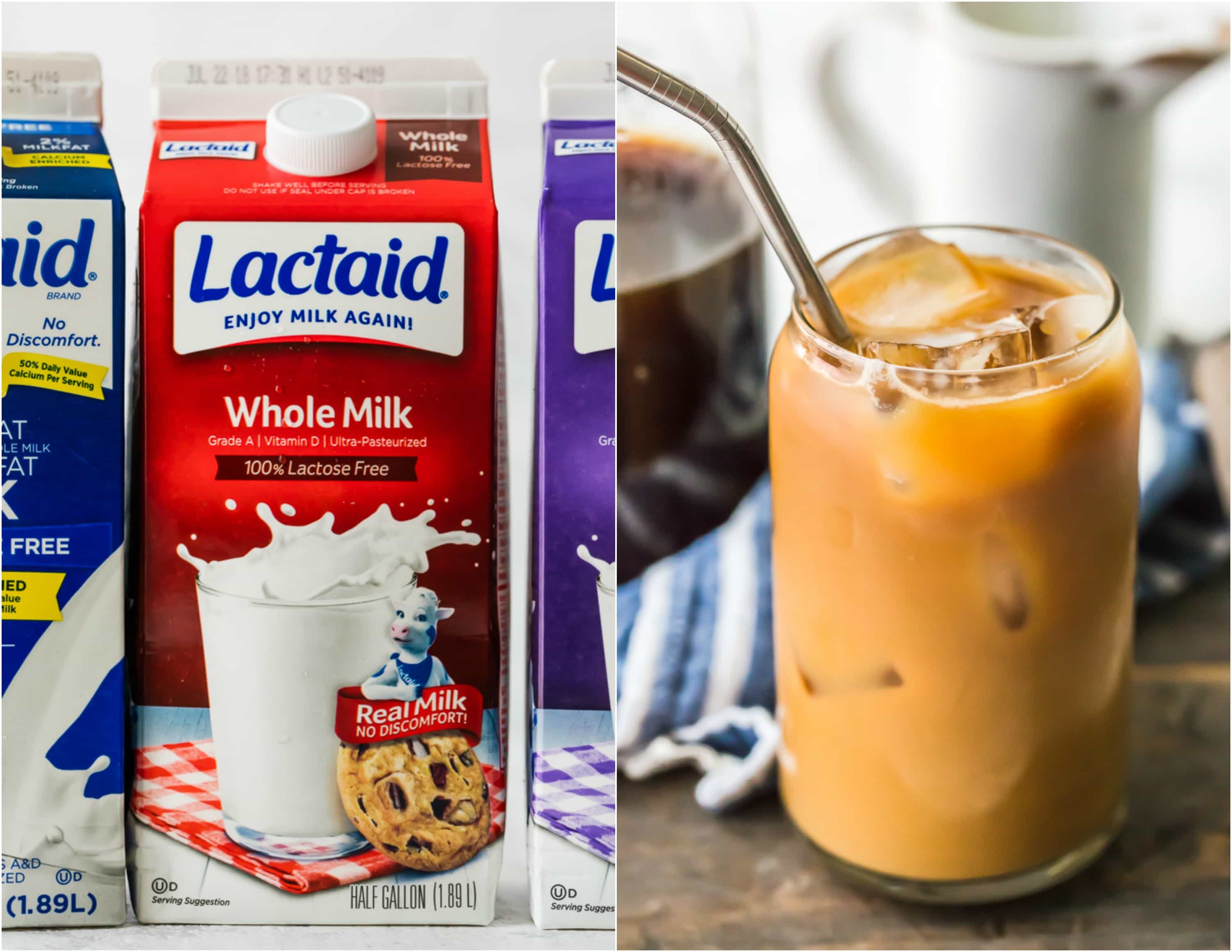 Container of lactaid milk and coffee