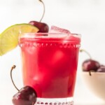 homemade cherry limeade in a glass