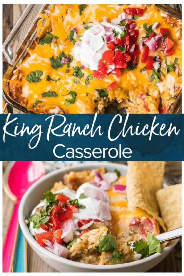 King Ranch Casserole is a creamy, cheesy, Tex-Mex inspired casserole filled with amazing ingredients. This King Ranch Chicken Casserole is made without canned soup or Velveeta!