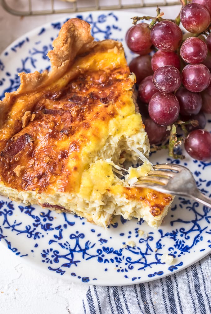 Quiche Lorraine recipe made with bacon and cheese