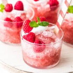 Raspberry Rose Granita is the perfect treat for hot summer days. This fresh, fruity, icy dessert can be made in so many flavors, and this raspberry rose flavor is sweet and juicy.
