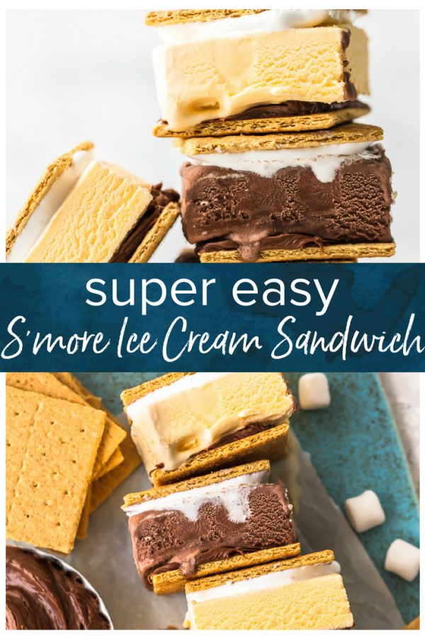 This S'mores Ice Cream Sandwich Recipe is the perfect SUPER EASY Summer Recipe. Beat the heat with ice cream, chocolate frosting, and marshmallow fluff all frozen between two graham crackers. Kids go crazy for this fun and simple Ice Cream Sandwiches hack. Nothing beats an ice cold s'more on a hot Summer day!