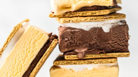stacked smores ice cream sandwiches