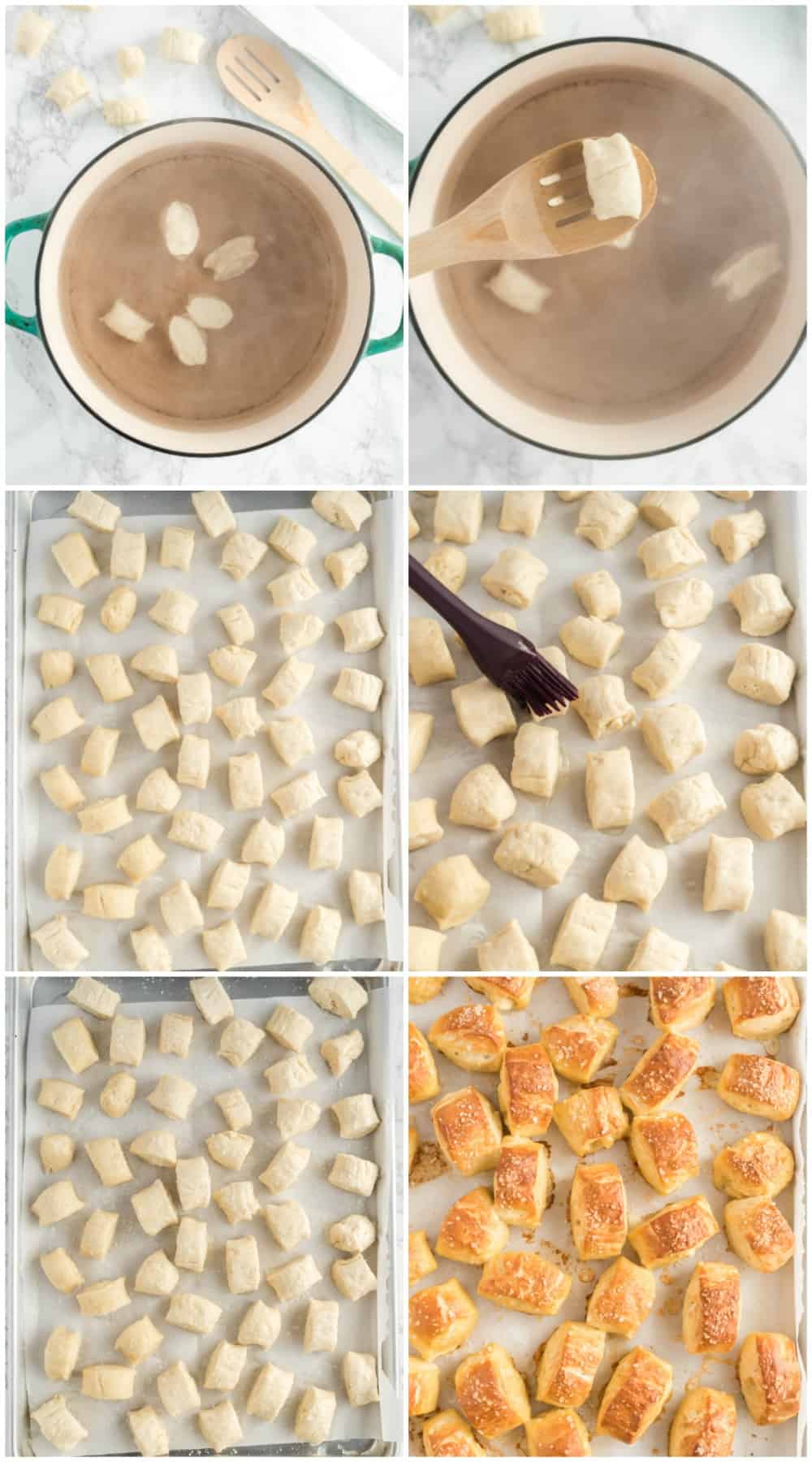 step by step process on how to bake pretzel bites